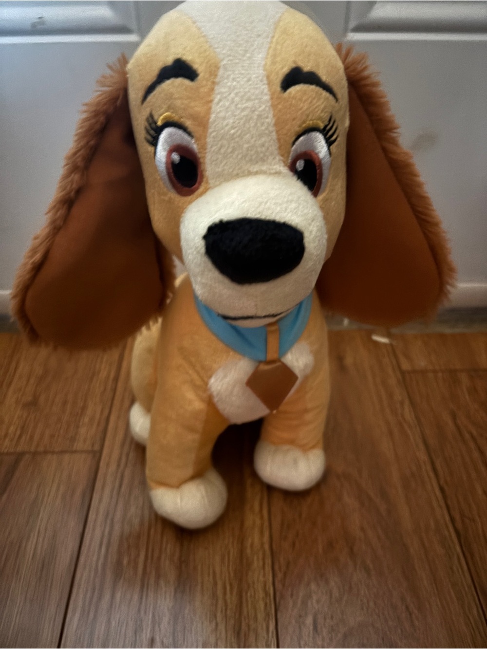 Disney Tan & Cream Plush Lady Dog with Blue Collar